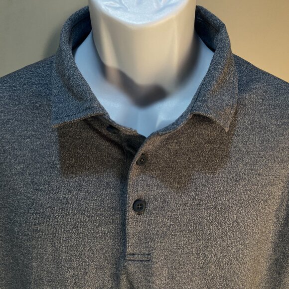 Lululemon Men's marled blue short sleeve performance tech polo shirt Large L EUC - Picture 3 of 5